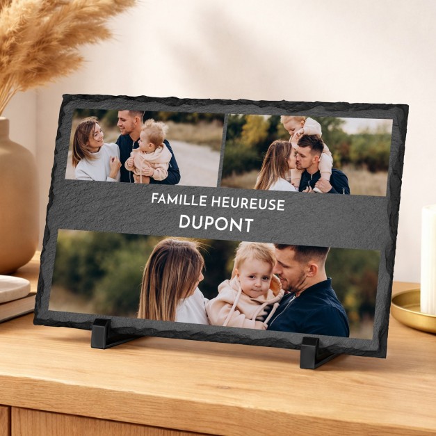 Pierre en ardoise personnalisée avec photo pour un couple pour une crémaillère