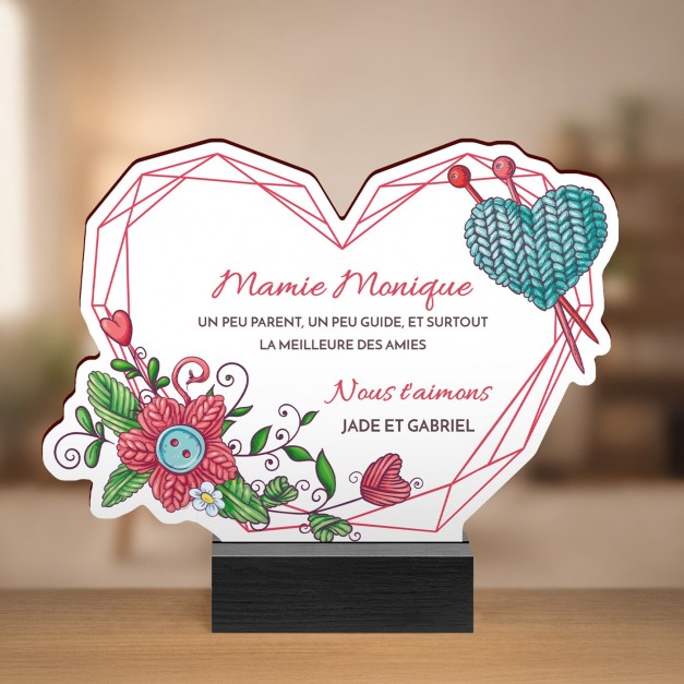 Statuette en bois avec impression pour l'anniversaire de mamie