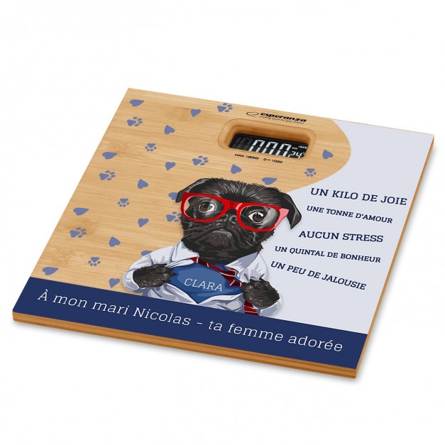 Pèse-personne en bambou avec impression pour un mari pour la Saint-Valentin