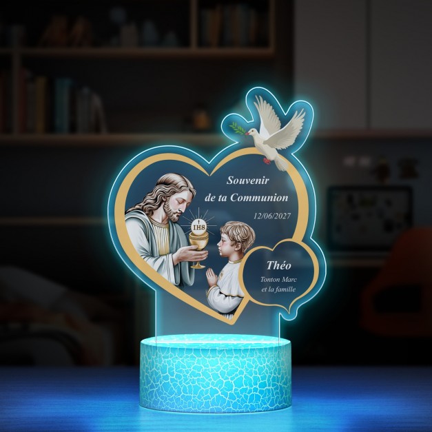 Lampe LED 3D avec impression souvenir de communion