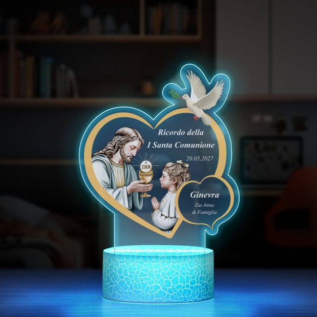 Lampe LED 3D avec impression souvenir de communion