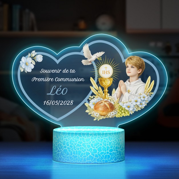 Lampe LED 3D avec impression pour la Première Communion d'un garçon