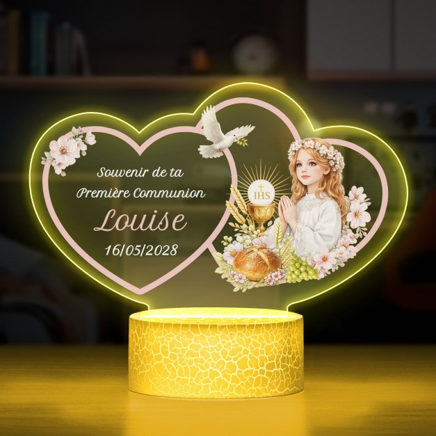 Lampe LED 3D avec impression pour la Première Communion d'une fille