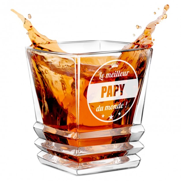 Verre à whisky Geometric avec gravure pour l'anniversaire d'un meilleur papy