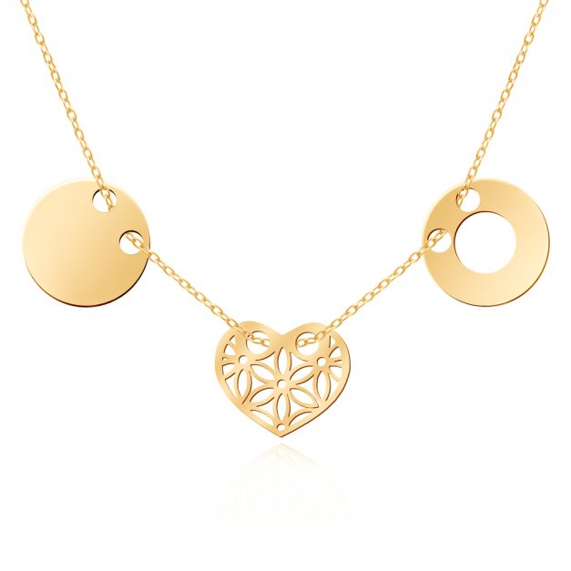 Collier en argent massif 925 (millièmes) plaqué or avec gravure pour une femme