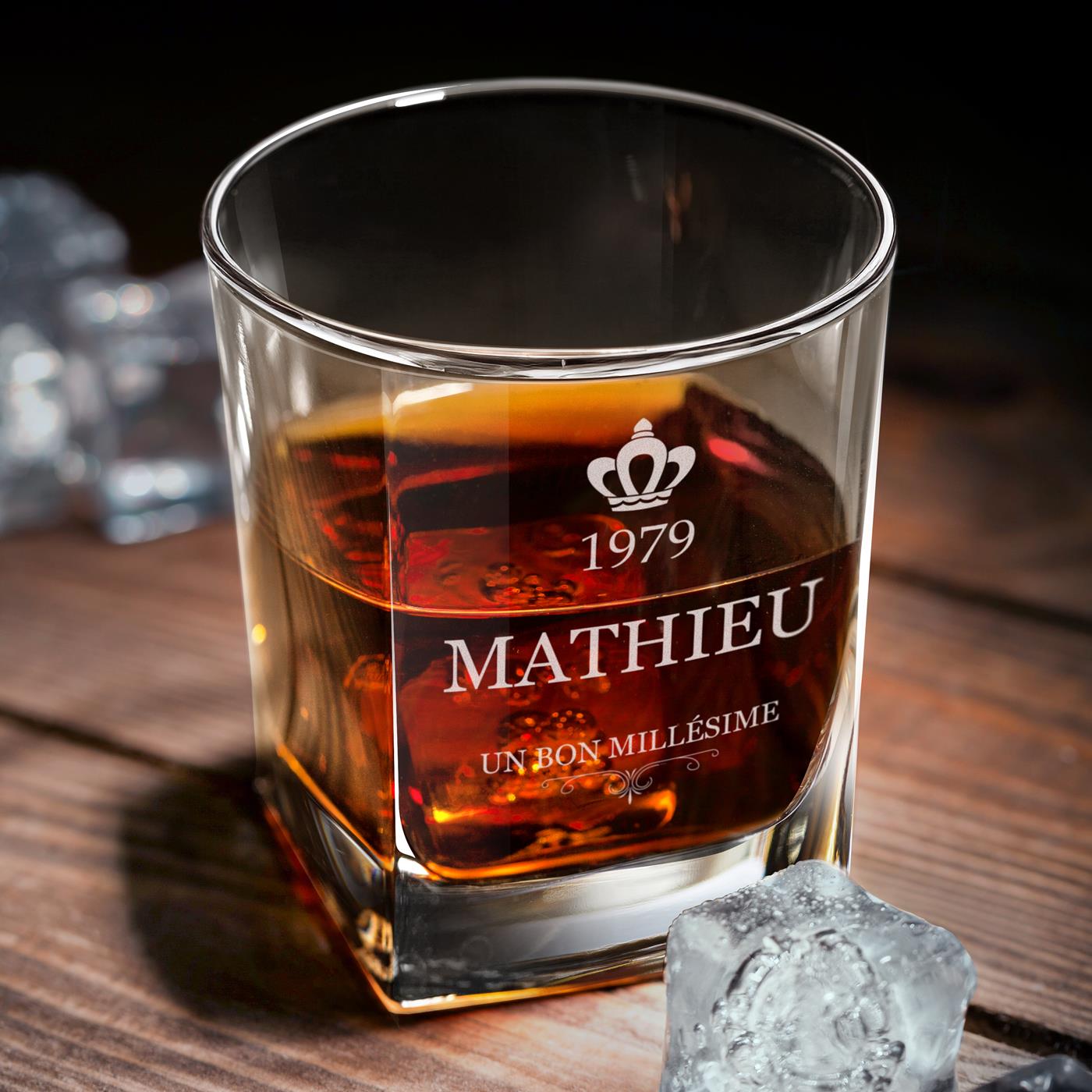 Carafe Cube et 2 verres à whisky avec gravure pour lui