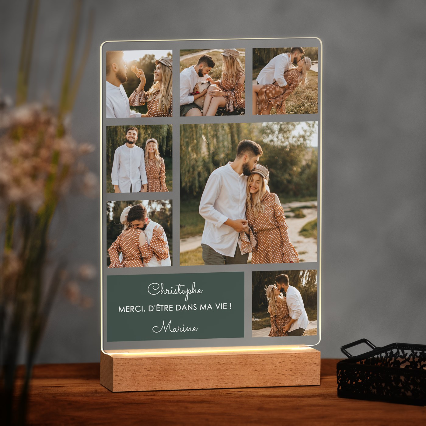 Lampe LED personnalisée de taille L avec photo pour mari pour la Saint-Valentin