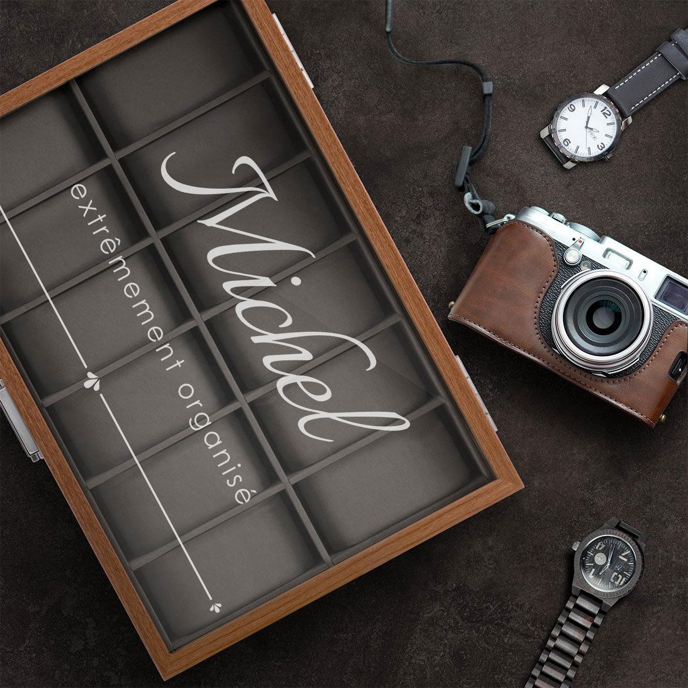 Boîte à montres gravée pour la fête des pères
