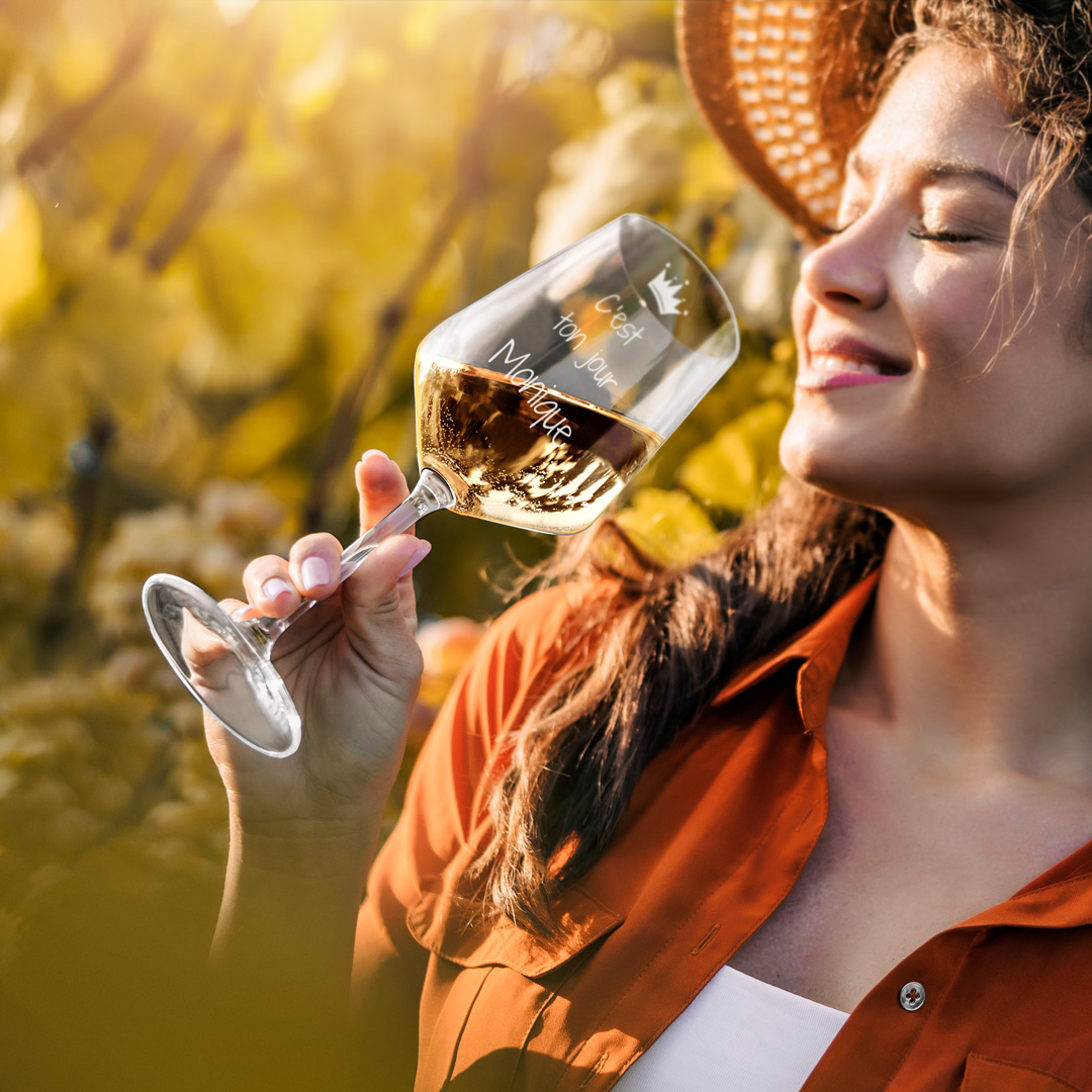 Verre à vin taille XL avec gravure pour elle