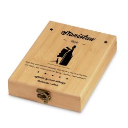 Ensemble d'accessoires pour vin avec coffret en bambou avec impression pour l'anniversaire d'un collègue