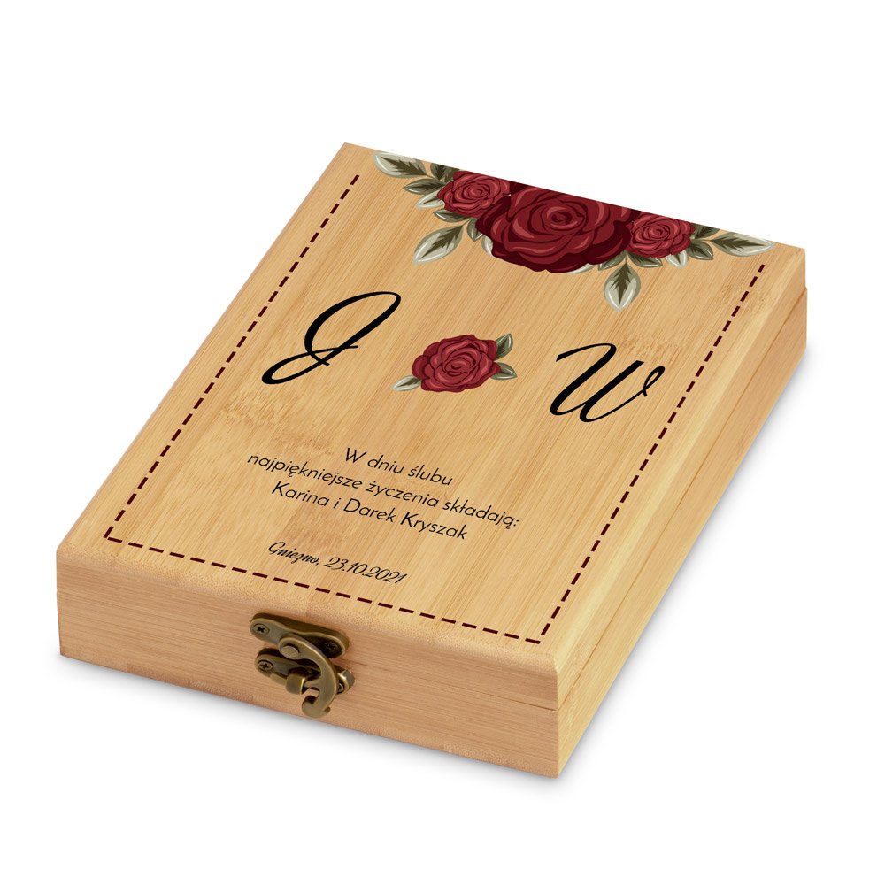 Ensemble d'accessoires pour vin avec coffret en bambou personnalisé pour le marié et pour la mariée