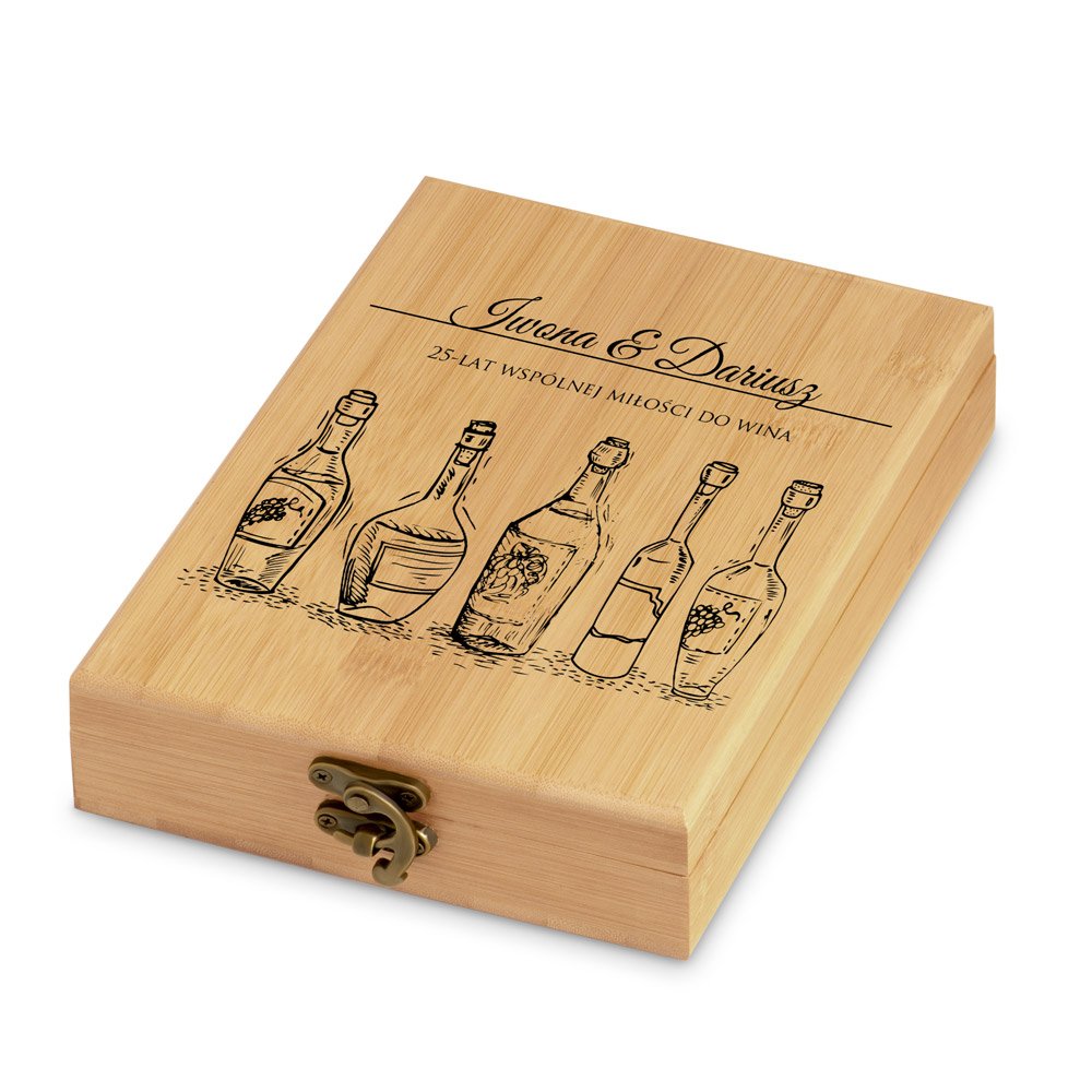 Ensemble d'accessoires pour vin avec coffret en bambou personnalisé pour des amis pour 10 ans de mariage