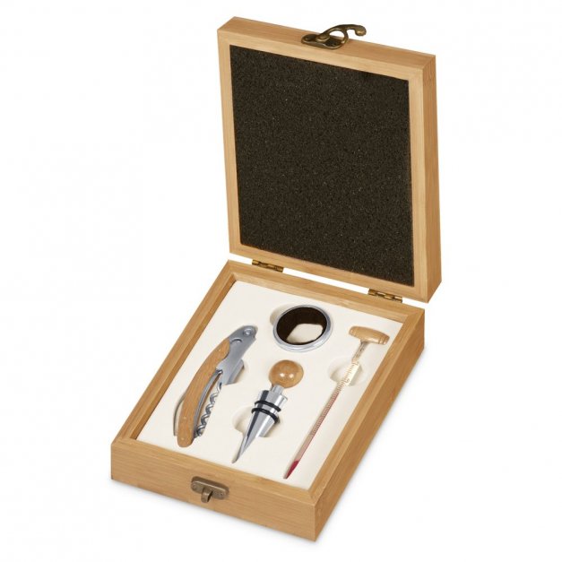 Ensemble d'accessoires pour vin avec coffret en bambou personnalisé pour des amis pour 10 ans de mariage