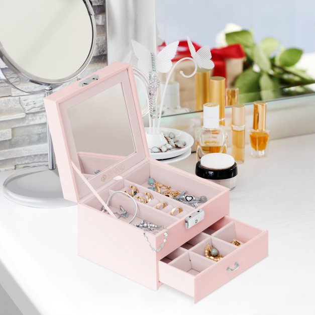 Coffret à bijoux rose personnalisé pour fille pour son anniversaire