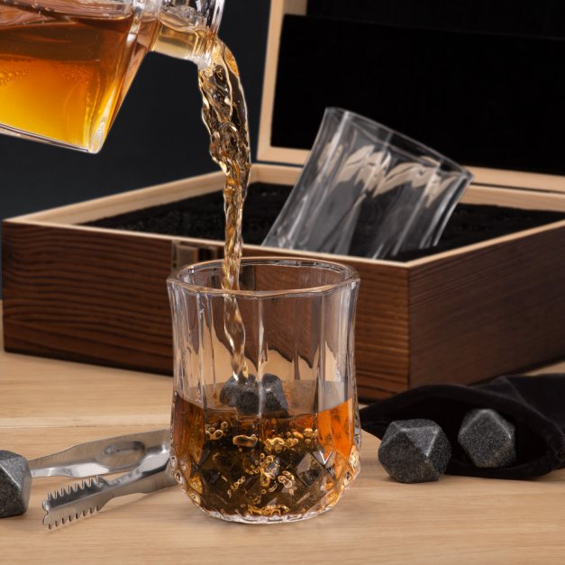 Ensemble de pierres à whisky avec 2 verres dans une boîte avec gravure pour l'anniversaire d'un mari