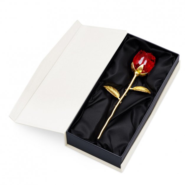 Rose éternelle en cristal + coffret avec impression pour une épouse pour 40e anniversaire