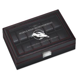 Coffret à montres noir carbone avec gravure pour l'anniversaire d'un homme
