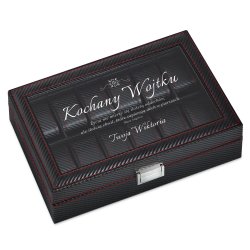 Coffret à montres noir carbone avec gravure pour un homme pour la Saint-Valentin