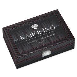 Coffret à montres noir carbone personnalisé pour une épouse pour la Saint-Valentin