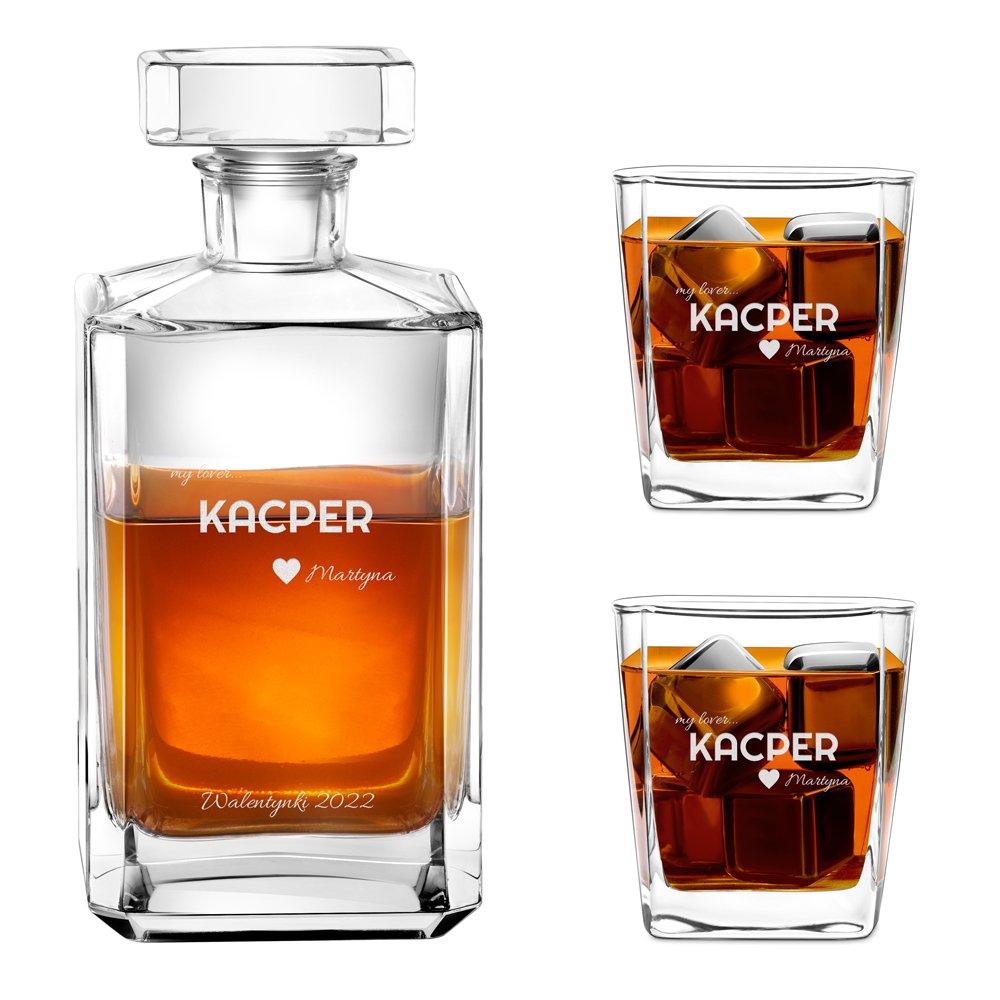 Carafe à whisky Bourbon et 2 verres avec gravure pour un homme pour la Saint-Valentin