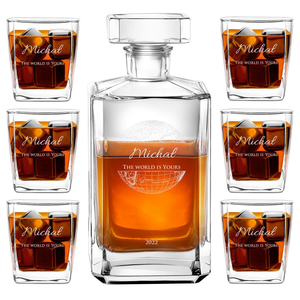 Carafe à whisky Bourbon et 6 verres avec gravure pour jeune homme pour 18e anniversaire