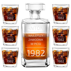 Carafe à whisky Bourbon et 6 verres avec gravure pour ami pour anniversaire