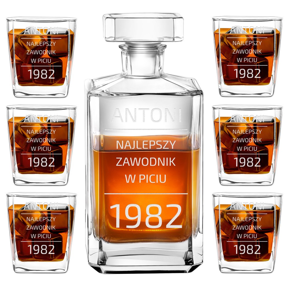 Carafe à whisky Bourbon et 6 verres avec gravure pour ami pour anniversaire