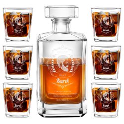 Carafe à whisky Bourbon et 6 verres avec gravure pour frère