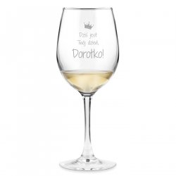 Verre à vin avec gravure pour la reine de la fête