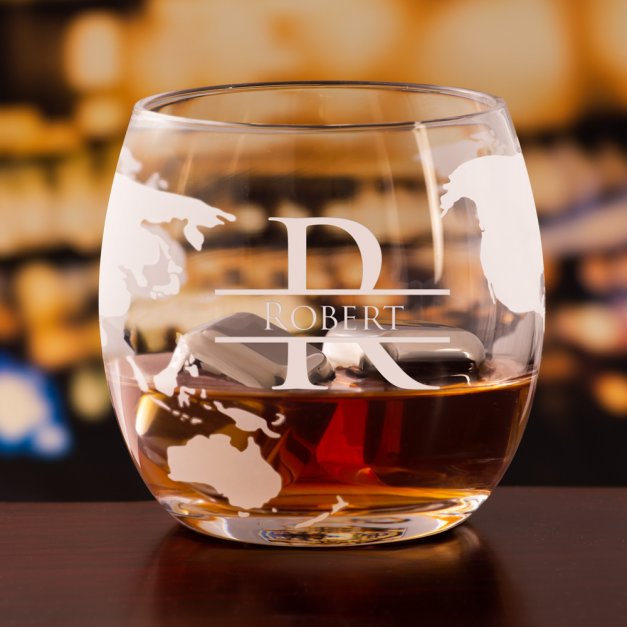 Set whisky carafe avec bateau et 4 verres avec gravure pour Monsieur avec prénom