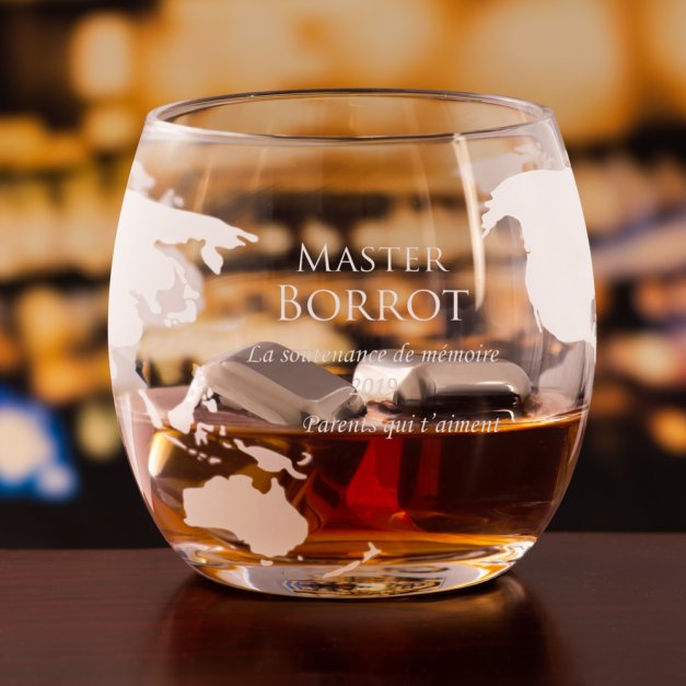 Set whisky carafe avec bateau et 4 verres avec gravure pour un master