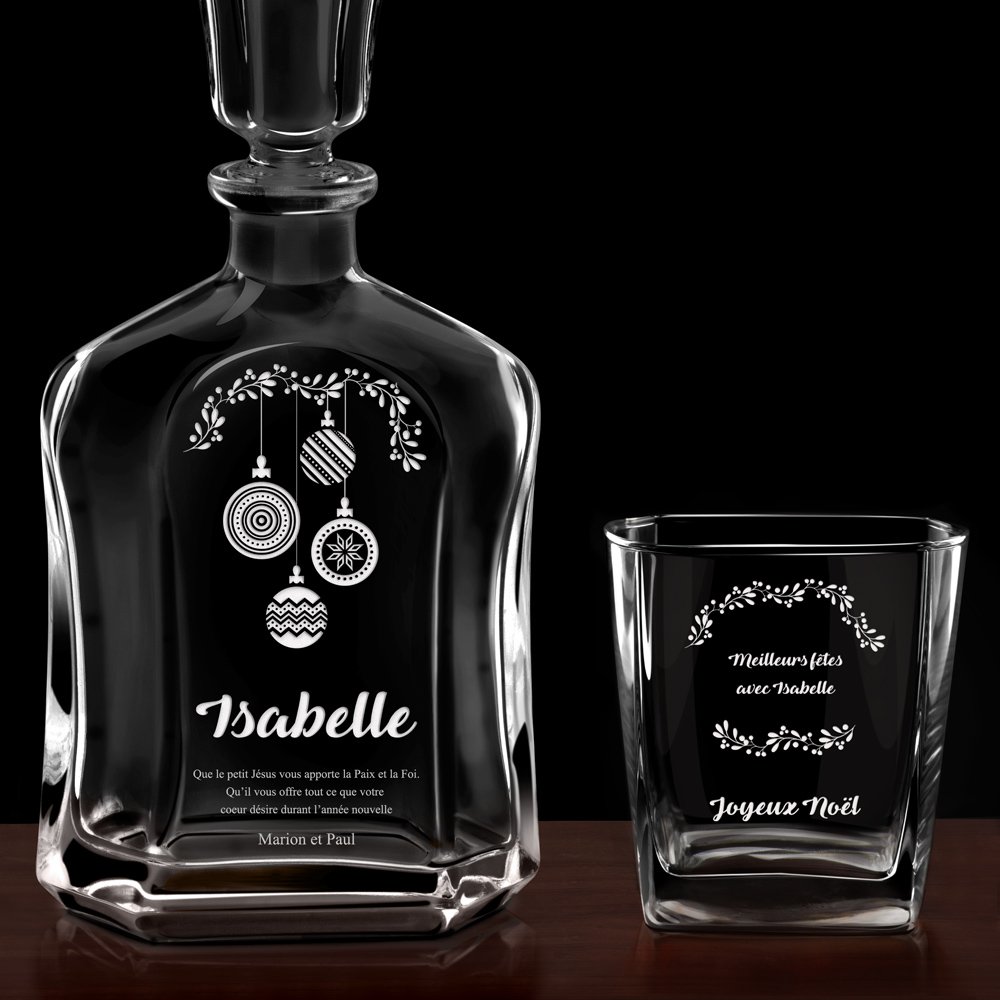 Ensemble de Carafe à whisky et 6 verres avec gravure pour femme pour Noël  