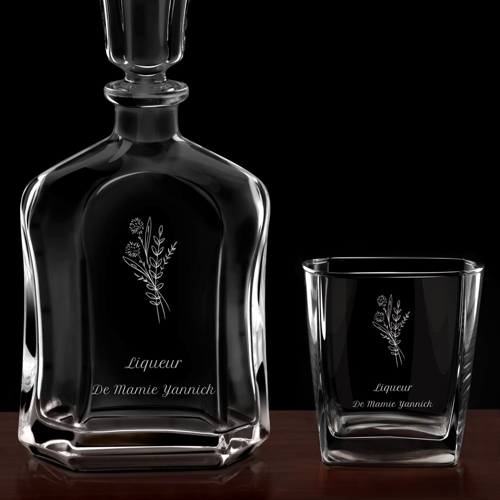 Set Carafe à whisky et 4 verres avec gravure pour grand-mère 
