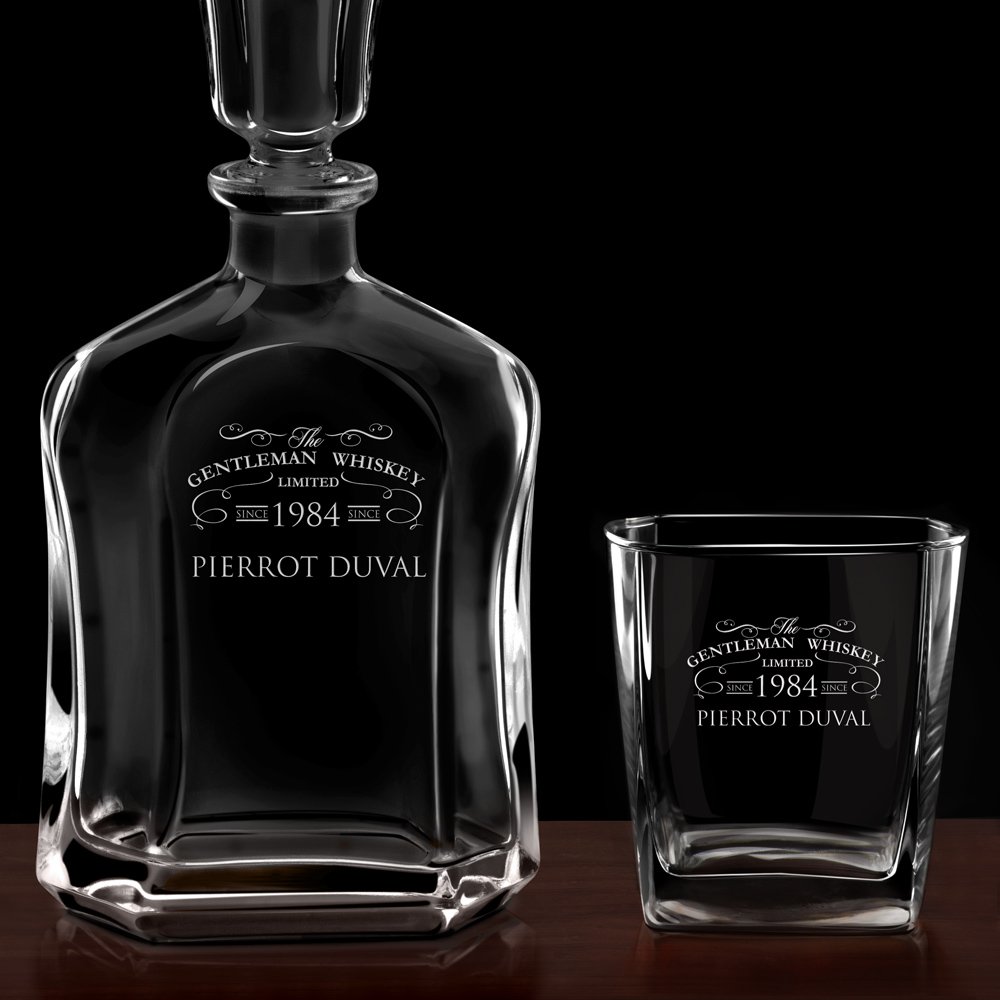 Set Carafe à whisky et 4 verres avec gravure originale pour lui pour une crémaillère