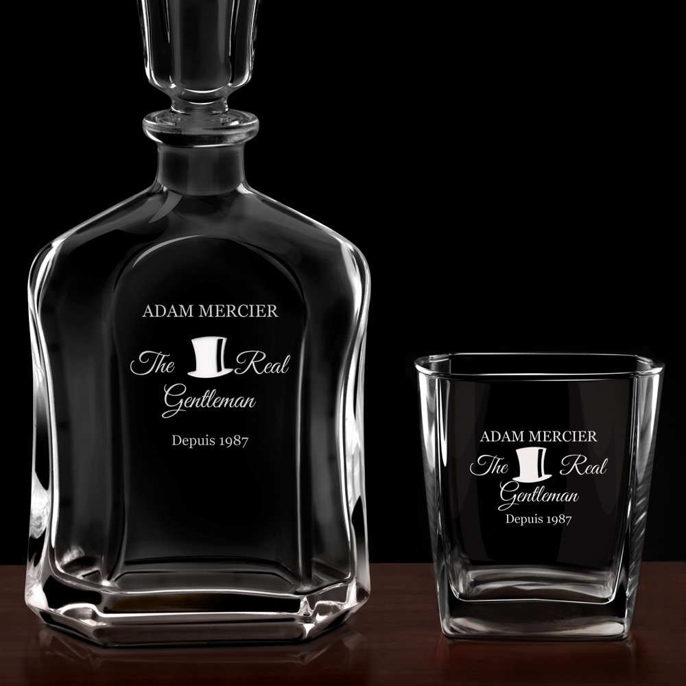 Set Carafe à whisky et 4 verres avec gravure pour un ami copain collègue gentleman