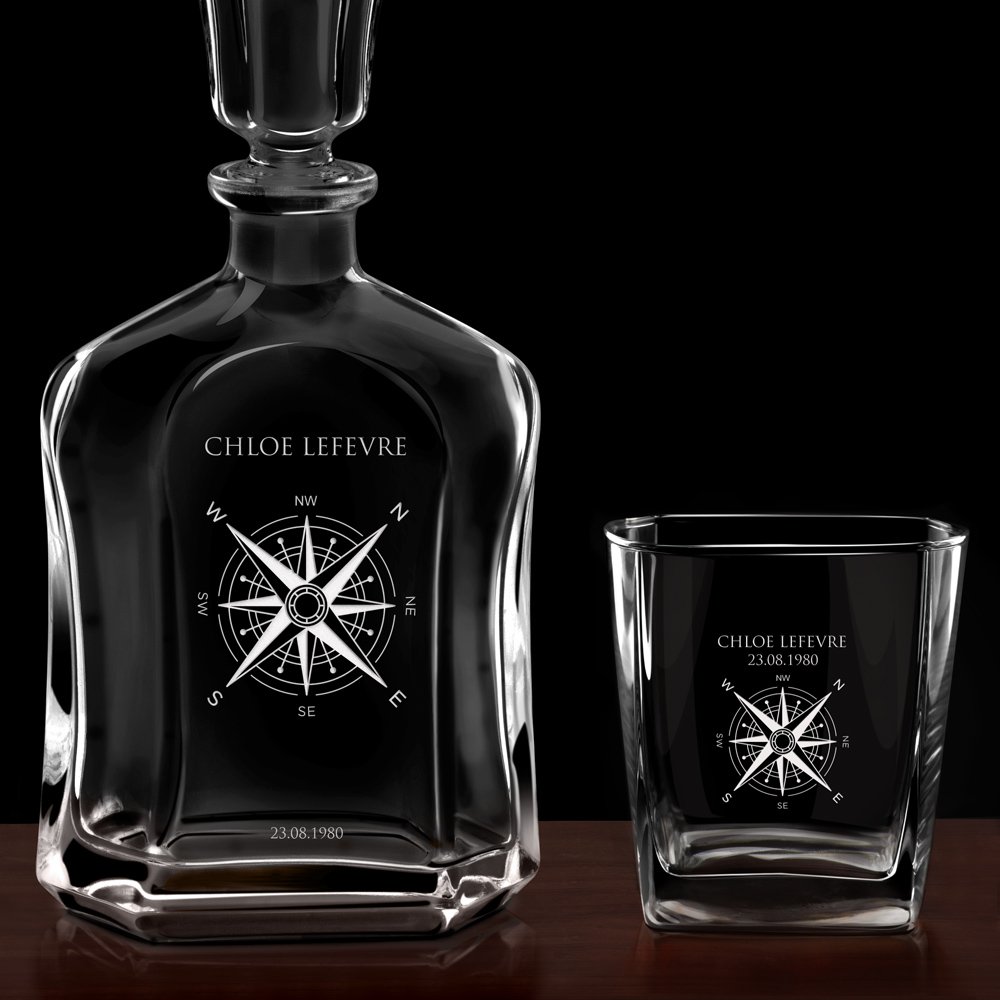 Set Carafe et 2 verres à whisky avec gravure pour femme passionnée de voyages pour son anniversaire