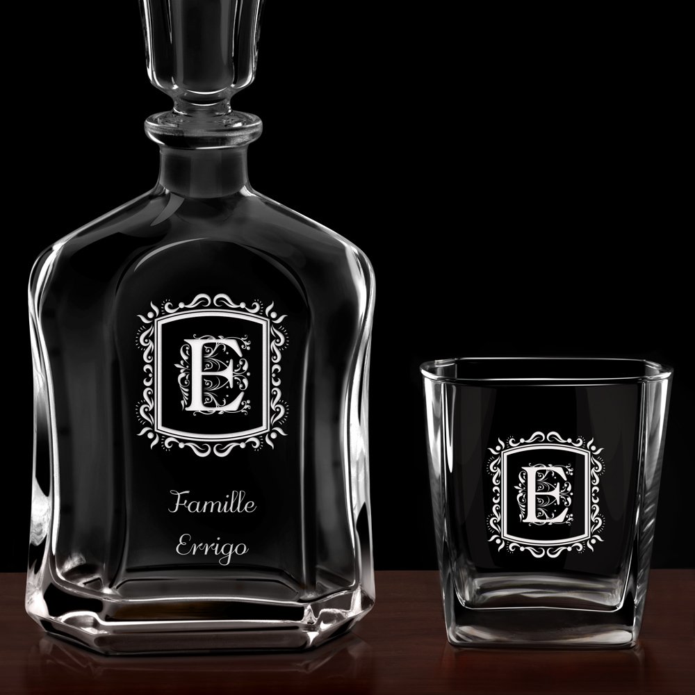 Set Carafe et 2 verres à whisky avec gravure pour couple pour crémaillère 