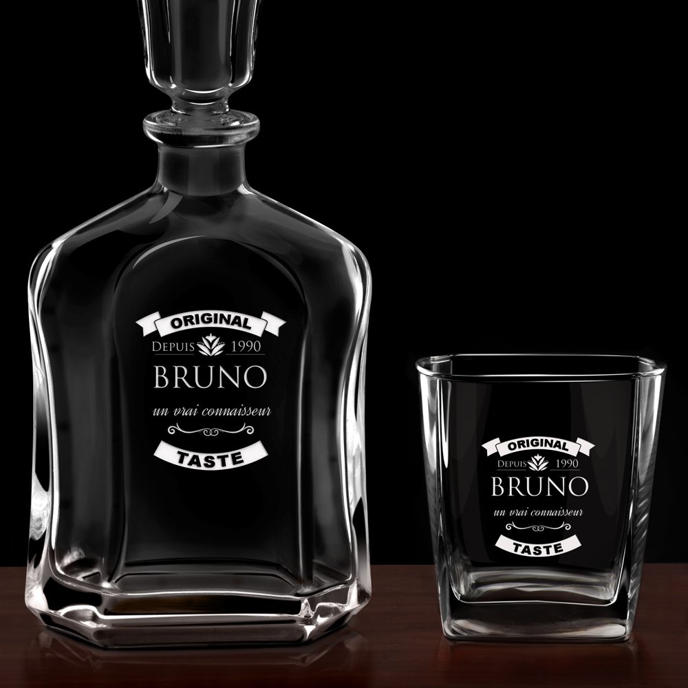 Set Carafe et 2 verres à whisky avec gravure pour l'anniversaire d'un connaisseur 