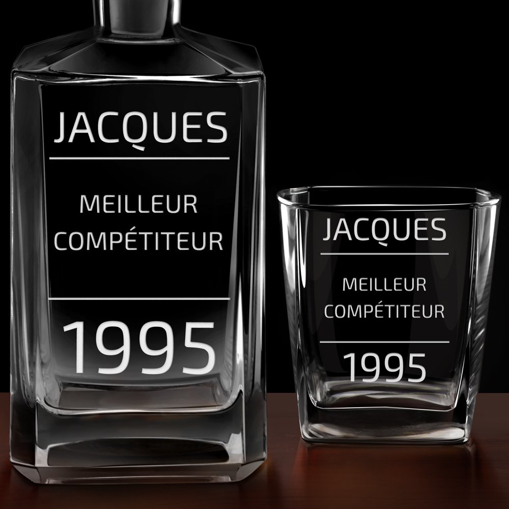 Carafe à whisky Bourbon et 6 verres avec gravure pour ami pour anniversaire