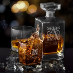 Carafe à whisky Bourbon et 6 verres avec gravure pour un vrai connaisseur
