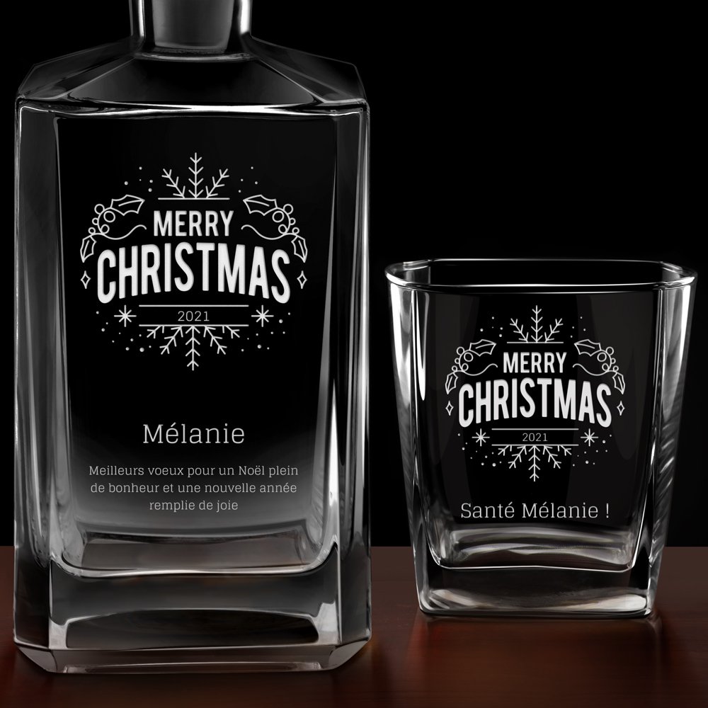 Carafe à whisky Bourbon et 4 verres avec gravure pour femme pour Noël