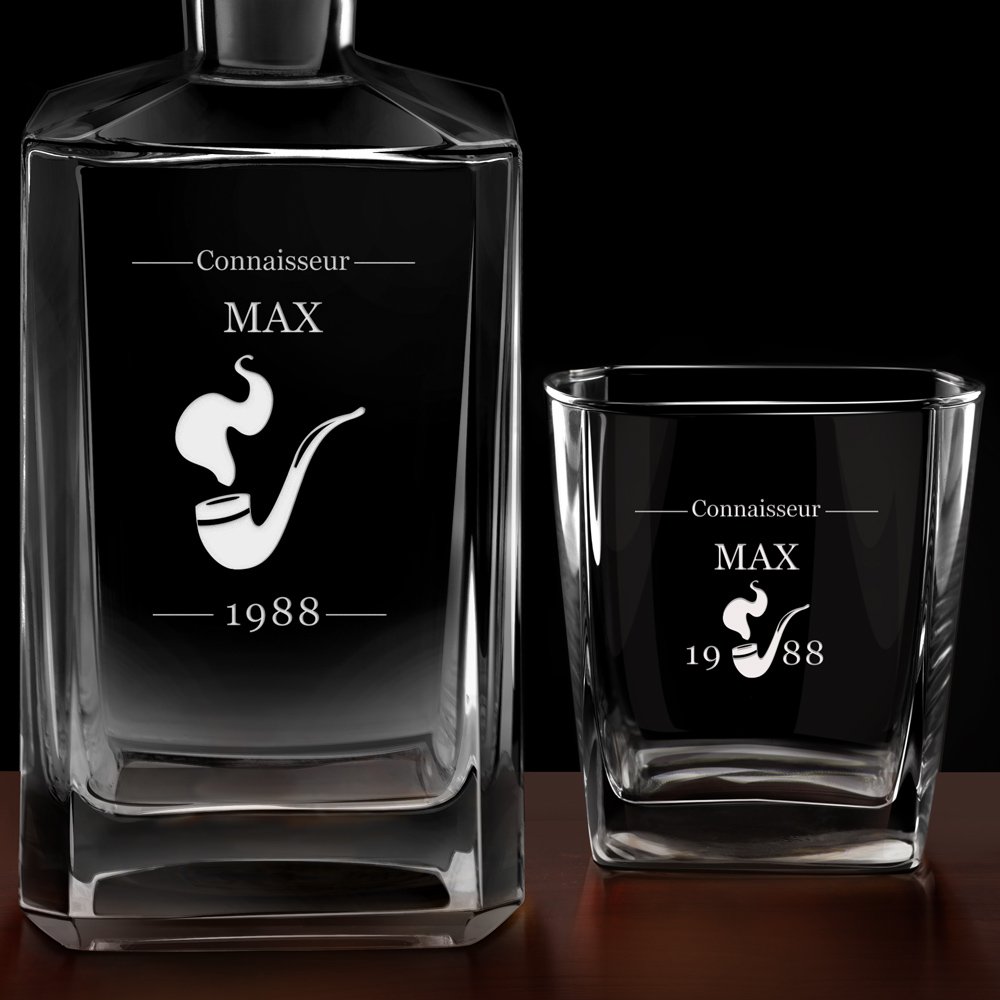 Carafe à whisky Bourbon et 2 verres avec gravure pour homme pour anniversaire