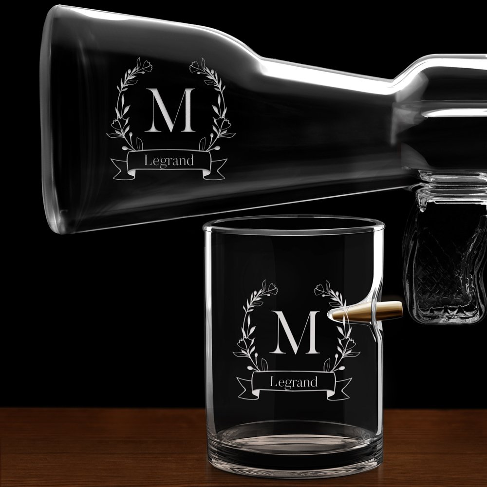 Carafe Fusil et 4 verres avec gravure pour couple pour mariage  