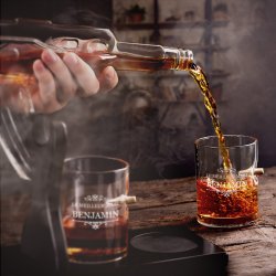 Carafe Fusil et 4 verres avec gravure pour mari époux fiancé