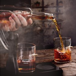 Carafe Fusil et 4 verres avec gravure pour lui pour enterrement de vie de garçon