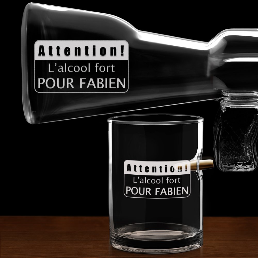 Carafe Fusil et 4 verres avec gravure pour homme connaisseur de whisky