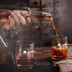 Carafe Fusil et 4 verres avec gravure pour gentleman