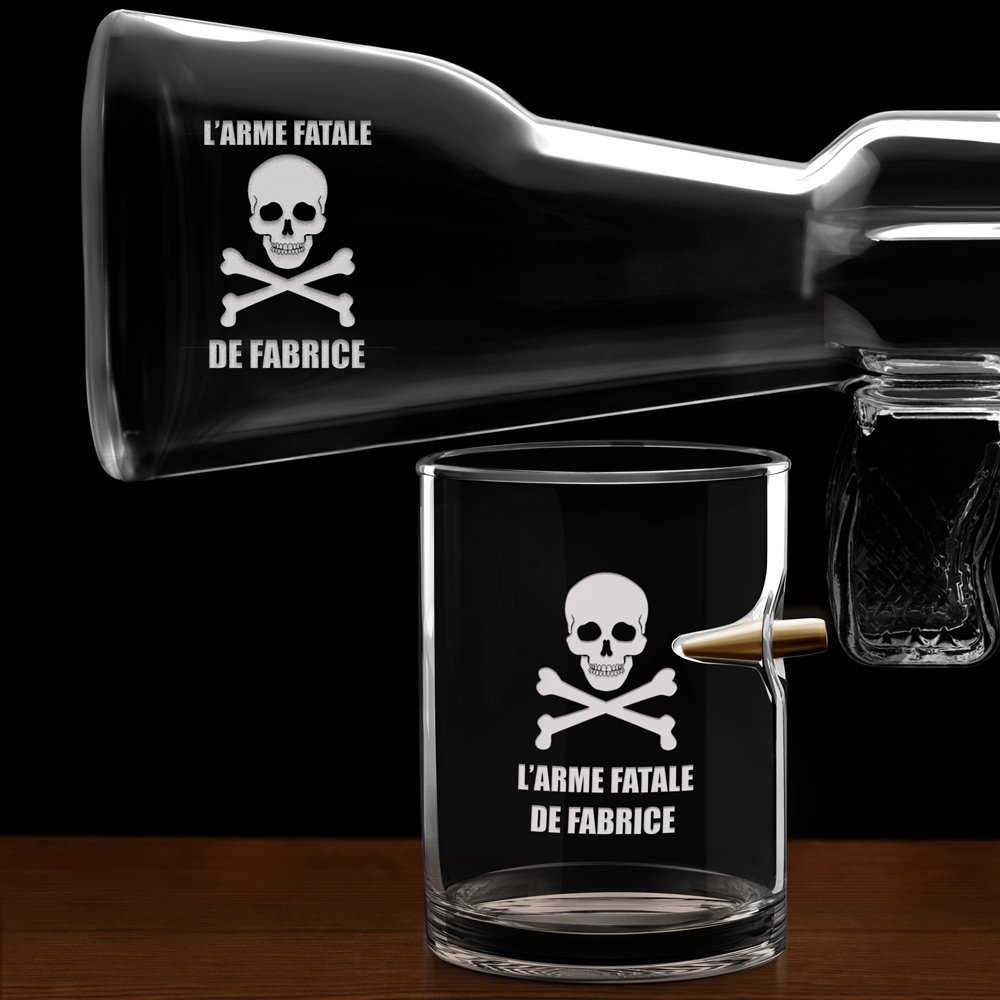 Carafe Fusil et 4 verres avec gravure pour homme