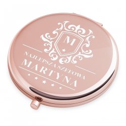 Miroir de poche rond personnalisé de couleur or rose pour l'anniversaire d'une meilleure chef