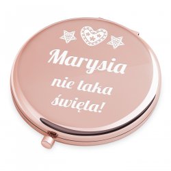 Miroir de poche rond personnalisé de couleur or rose pour maman pour Noël